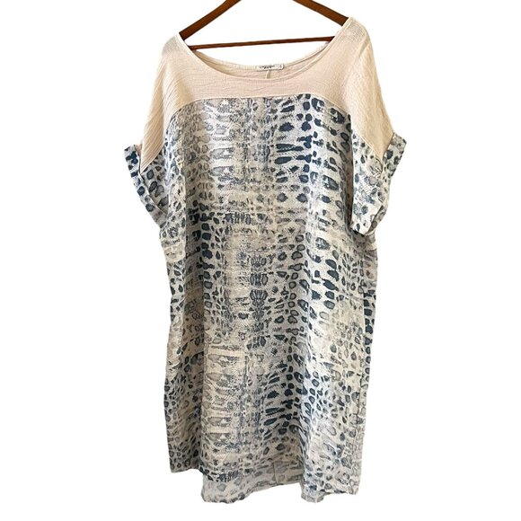 Lungo L'arno Made In Italy Linen Snakeskin Print Dress Size 2X - Picture 1 of 14